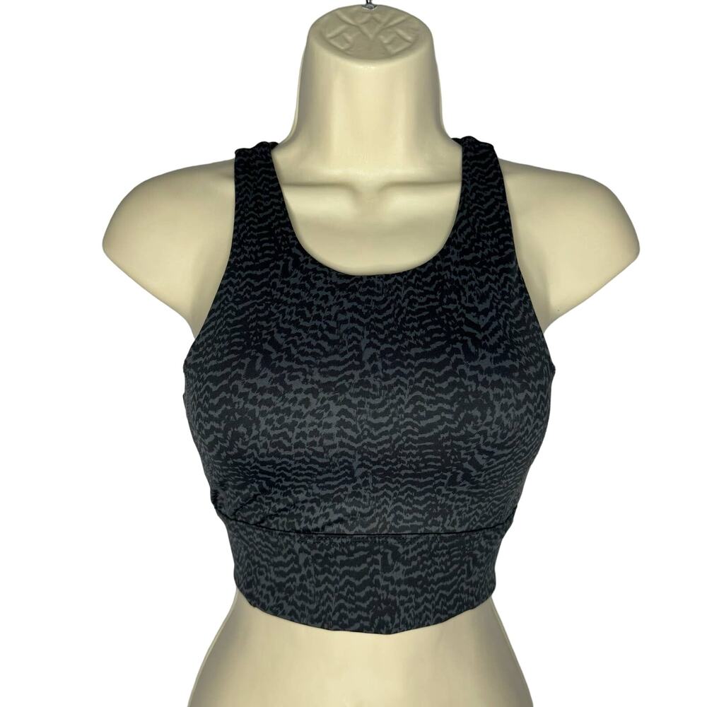 All Fenix Leopard Longline Sports Bra Yoga Grey Black Animal Print XS